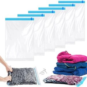 KEYRI Pack of 6 Travel Compression Bags for Rolling, Vacuum Bags for Clothes, Storage Bags, Vacuum Reusable Clothes Bags for Travel Luggage, 60 x 40 cm