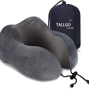 Travel Pillow, Great Memory Foam Neck Pillow, Headrest, Soft Pillow for Sleeping, Airplane, Car and Home (Grey)
